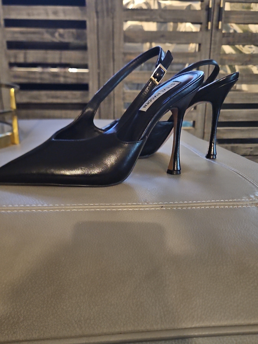 Steve Madden Black Pointed Slingback Stiletto Heels